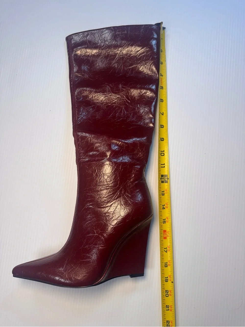 Azalea Wang AMAADIS Burgundy Wedge Knee High Boots – Size 7 – NIB 🤎🔥